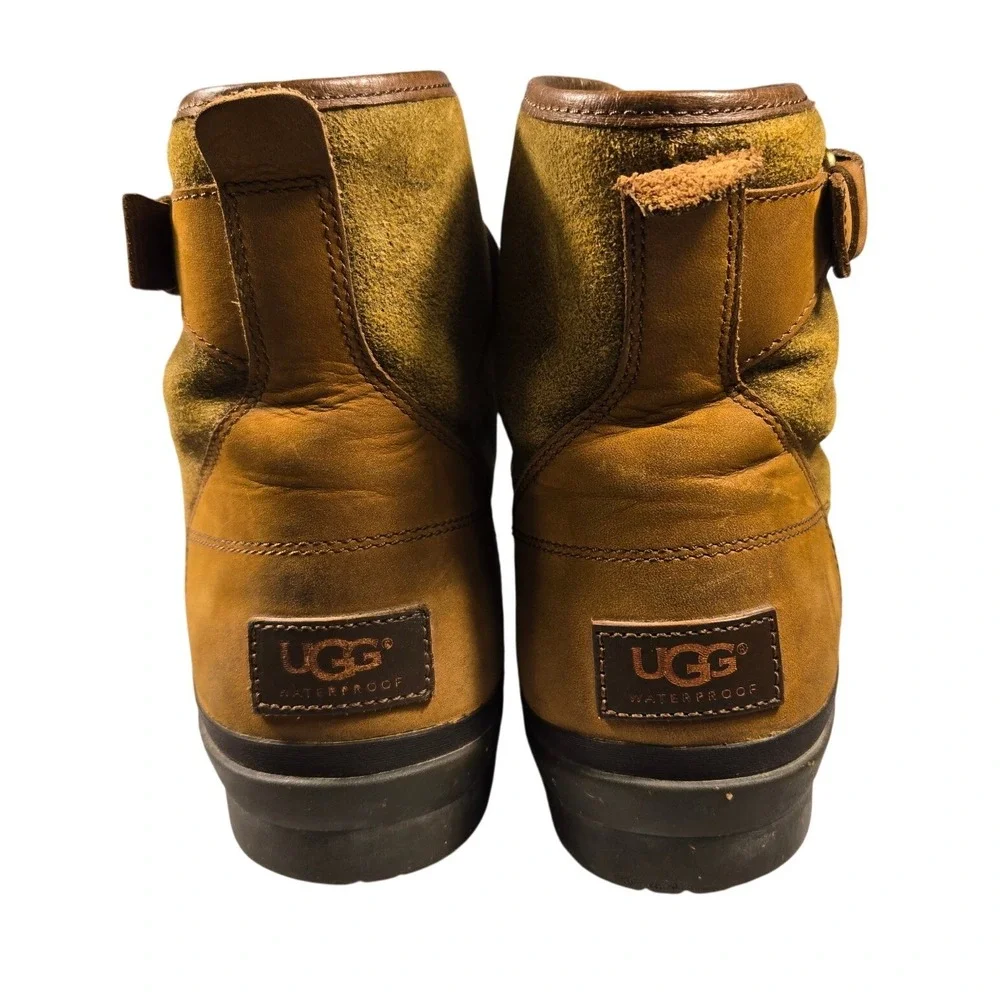 UGG Australia 1007999 Waterproof Leather Suede Duck Boots Tan Green Mens 11
